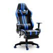 Ergonomic Office Computer Chair PU Leather Sport Gaming Race Seat w/ Footrest - Blue & Black