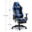 Ergonomic Office Computer Chair PU Leather Sport Gaming Race Seat w/ Footrest - Blue & Black