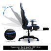 Ergonomic Office Computer Chair PU Leather Sport Gaming Race Seat w/ Footrest - Blue & Black
