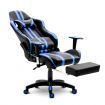 Ergonomic Office Computer Chair PU Leather Sport Gaming Race Seat w/ Footrest - Blue & Black