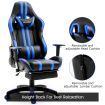 Ergonomic Office Computer Chair PU Leather Sport Gaming Race Seat w/ Footrest - Blue & Black