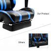 Ergonomic Office Computer Chair PU Leather Sport Gaming Race Seat w/ Footrest - Blue & Black