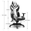 Ergonomic High Back Gaming Racing Chair PU Leather Computer Sport Race Seat - Grey & Black