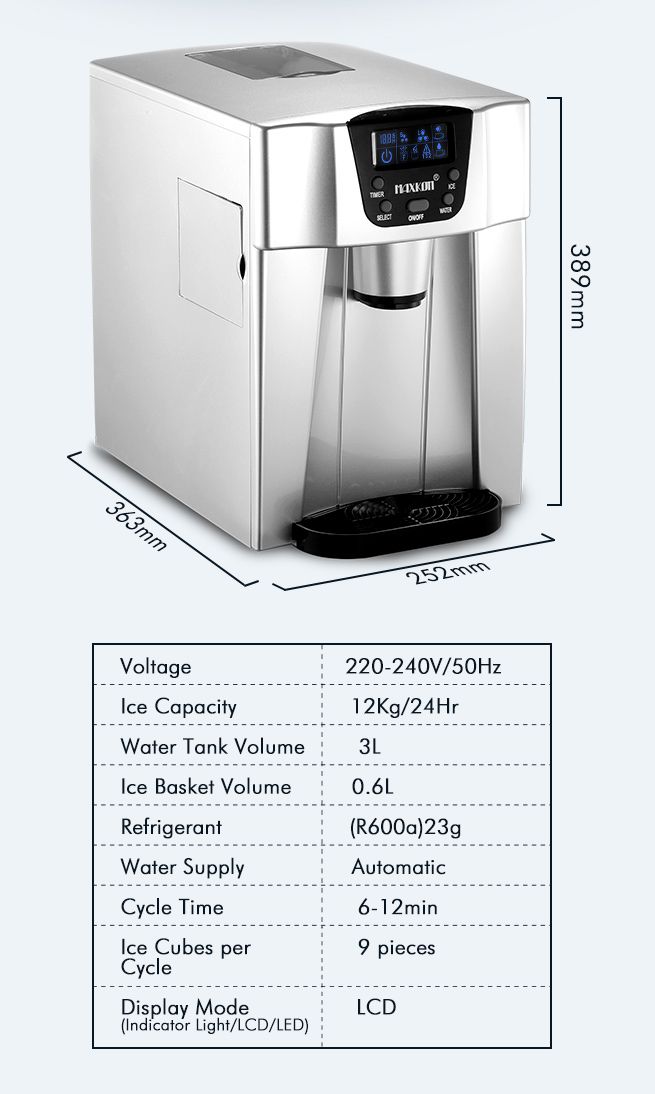Maxkon 3L Portable Bullet Ice Maker Machine Water Dispenser Home