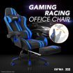 PU Office Computer Chair Ergonomic Gaming Sport Race Chair w/Footrest - Blue & Black