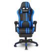 PU Office Computer Chair Ergonomic Gaming Sport Race Chair w/Footrest - Blue & Black