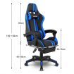 PU Office Computer Chair Ergonomic Gaming Sport Race Chair w/Footrest - Blue & Black