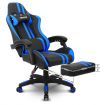 PU Office Computer Chair Ergonomic Gaming Sport Race Chair w/Footrest - Blue & Black