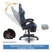 PU Office Computer Chair Ergonomic Gaming Sport Race Chair w/Footrest - Blue & Black