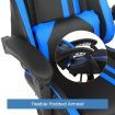 PU Office Computer Chair Ergonomic Gaming Sport Race Chair w/Footrest - Blue & Black