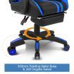 PU Office Computer Chair Ergonomic Gaming Sport Race Chair w/Footrest - Blue & Black