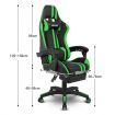 PU Office Computer Chair Ergonomic Gaming Sport Race Chair w/Footrest - Green & Black