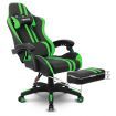 PU Office Computer Chair Ergonomic Gaming Sport Race Chair w/Footrest - Green & Black