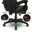 PU Office Computer Chair Ergonomic Gaming Sport Race Chair w/Footrest - Green & Black