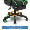 PU Office Computer Chair Ergonomic Gaming Sport Race Chair w/Footrest - Green & Black