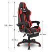 PU Office Computer Chair Ergonomic Gaming Sport Race Chair w/Footrest - Red & Black
