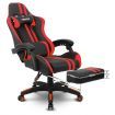 PU Office Computer Chair Ergonomic Gaming Sport Race Chair w/Footrest - Red & Black