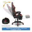 PU Office Computer Chair Ergonomic Gaming Sport Race Chair w/Footrest - Red & Black