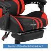 PU Office Computer Chair Ergonomic Gaming Sport Race Chair w/Footrest - Red & Black