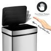 60L Motion Sensor Bin Automatic Touchless Stainless Steel Kitchen Waste Rubbish Trash Can - Silver