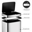 60L Motion Sensor Bin Automatic Touchless Stainless Steel Kitchen Waste Rubbish Trash Can - Silver