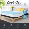 Cool Gel Topper Memory Foam Mattress Topper 8cm Double Bedding W/ Bamboo Cover