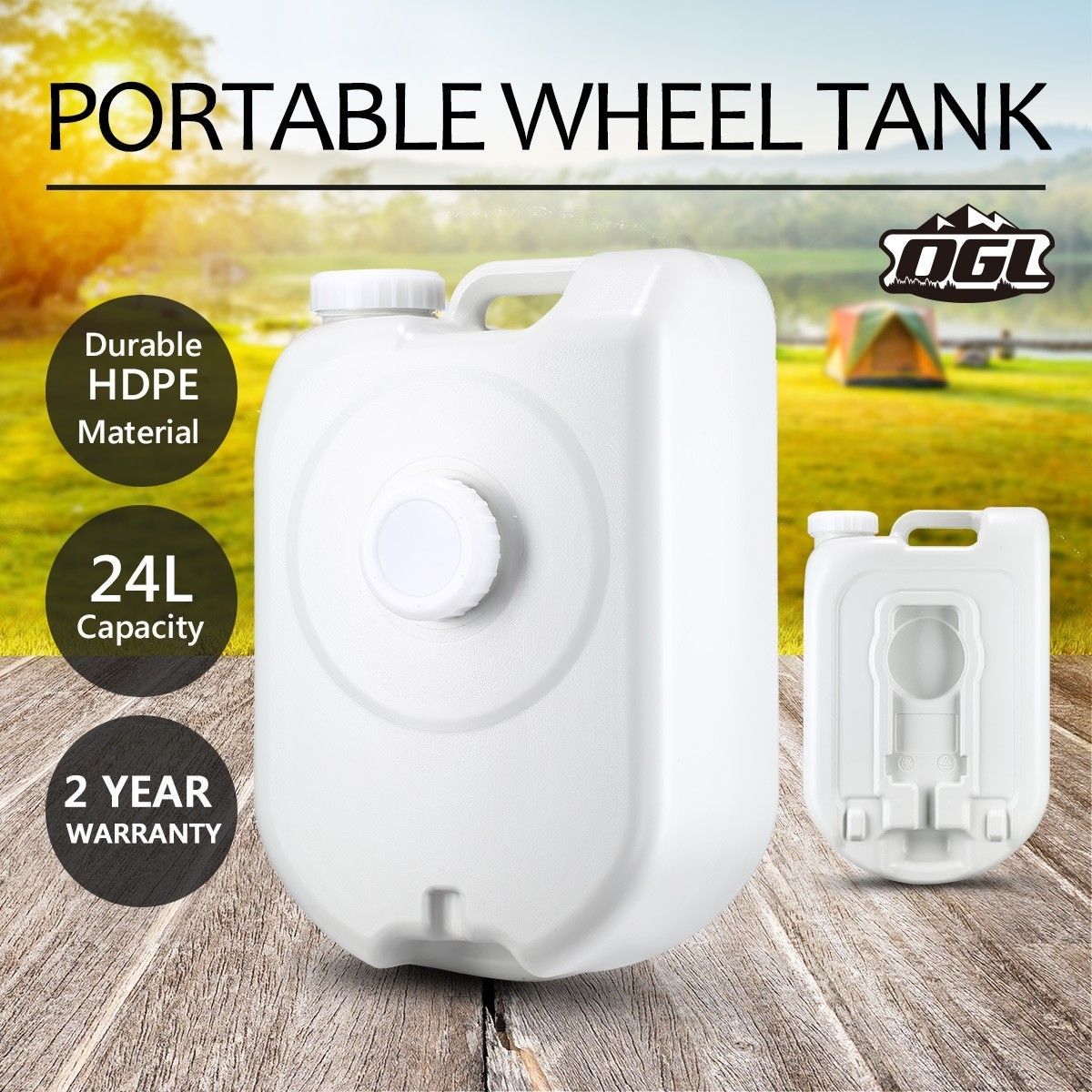 24L Water Tank Outdoor Portable Caravan Camping Motorhome Water Storage Container