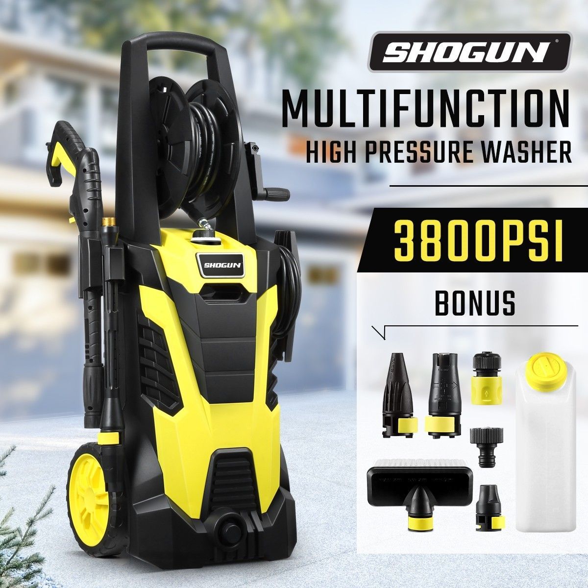 3800PSI Pressure Washer Electric 8.2LPM High Pressure Cleaner Water Pump Hose