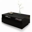 Modern Coffee Table 4 Drawer Storage Shelf High Gloss Furniture Wood Black
