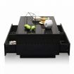 Modern Coffee Table 4 Drawer Storage Shelf High Gloss Furniture Wood Black