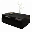 Modern Coffee Table 4 Drawer Storage Shelf High Gloss Furniture Wood Black