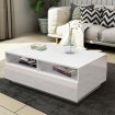 Modern Coffee Table 4 Drawer Storage Shelf High Gloss Furniture Wood White