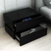 Bedside Table 2-Drawer Side Nightstand High Gloss Modern Bedroom Cabinet - Black