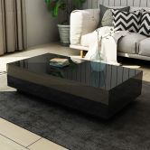 Modern Coffee Table 4-Drawer Side Table High Gloss Living Room Furniture - Black