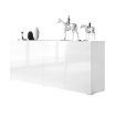 Modern Sideboard Buffet High Gloss Storage Cabinet 4 Doors Cupboard Table - White