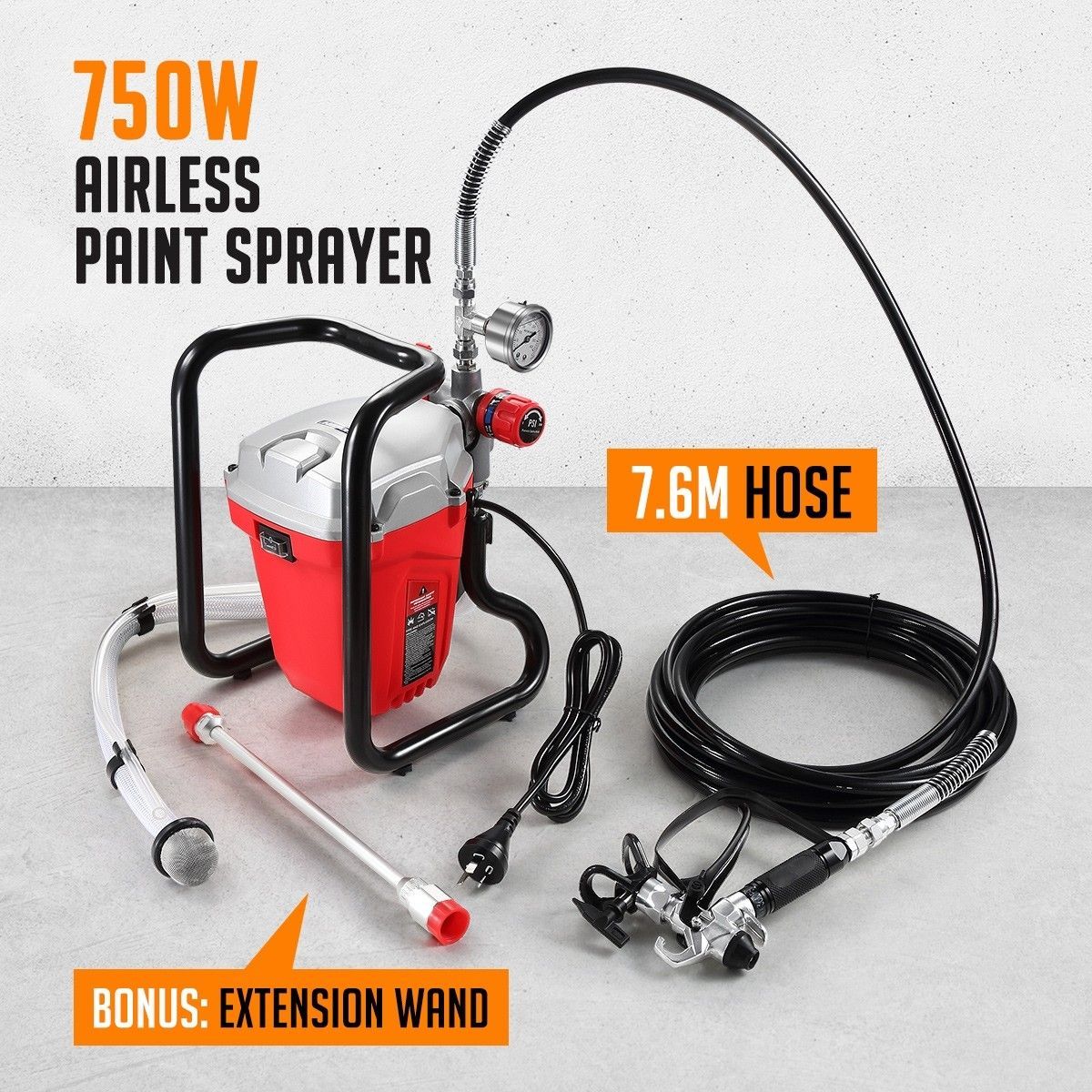 SHOGUN 750W Airless Paint Sprayer Electric Painting Machine Home Indoor 1.2L/Min