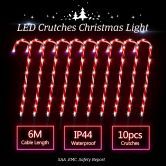 10 LED Christmas Candy Cane String Lights - White & Twinkling