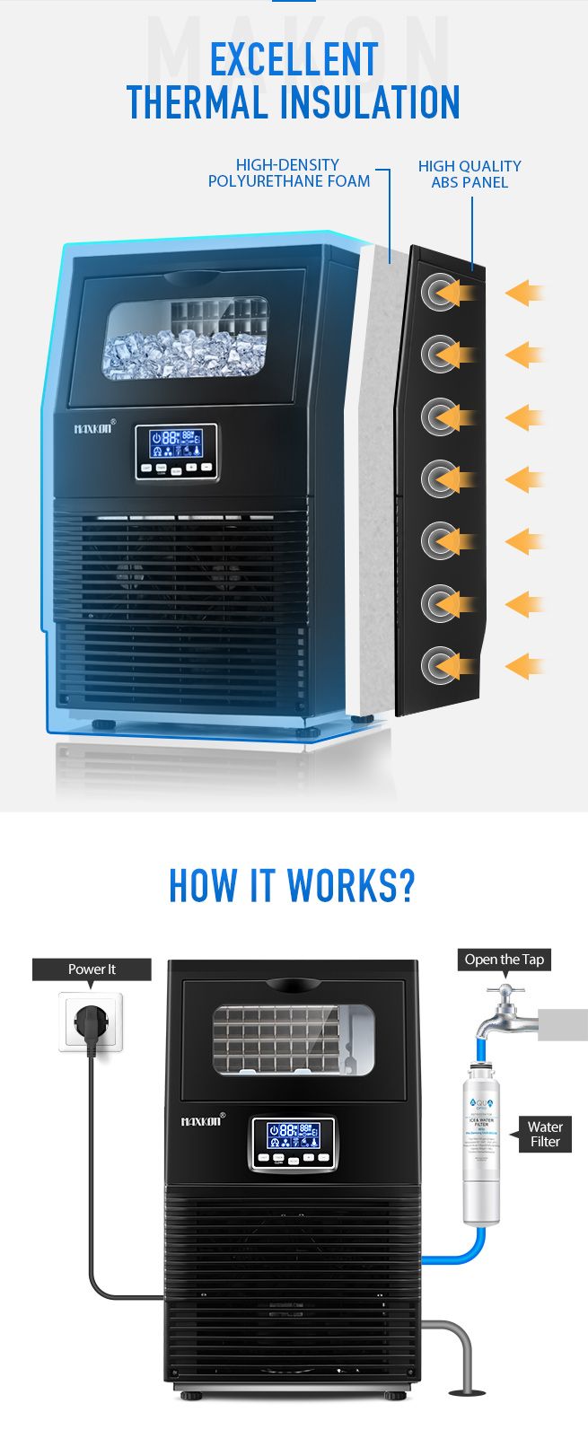 Maxkon 30kg Commercial Ice Cube Maker Machine Home Benchtop Countertop
