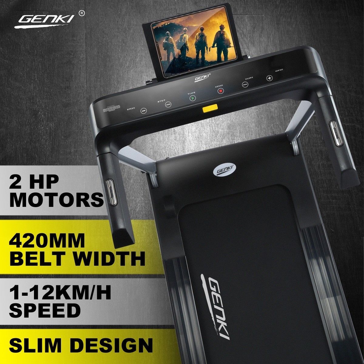 Genki 2HP Treadmill Folding Fitness Exercise Machine Home Gym Equipment 420mm Belt