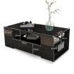 Modern Coffee Table 2 Drawer Storage Shelf Cabinet High Gloss Wood Furniture - Black