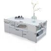 Modern Coffee Table 2 Drawers Cabinet Storage Shelf High Gloss Wood Living Room Furniture - White