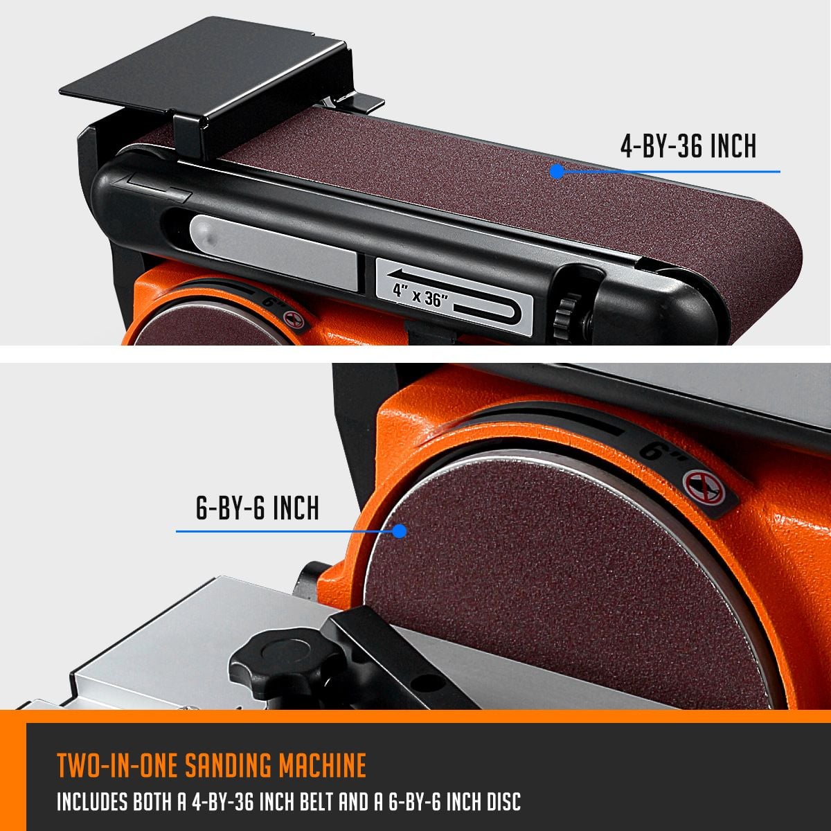 SHOGUN 500W Belt Disc Sander Power Tool Linisher Machine Grinder Bench Sanding 4x36 Belt 6 Disc