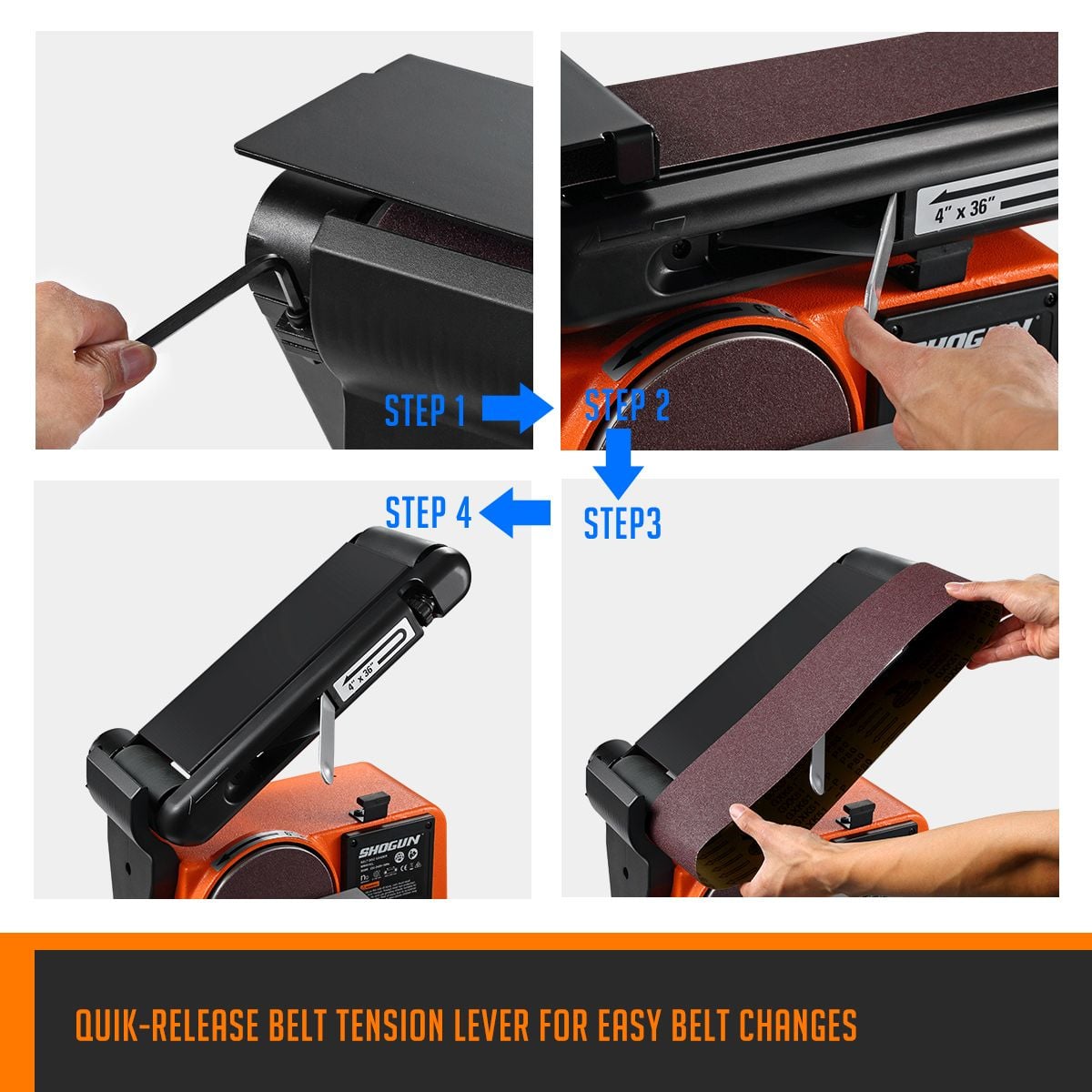 SHOGUN 500W Belt Disc Sander Power Tool Linisher Machine Grinder Bench Sanding 4x36 Belt 6 Disc