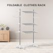 New Foldable Clothes Airer Drying Rack Indoor Outdoor Laundry Hanger W/ 6 Wheels