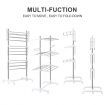 New Foldable Clothes Airer Drying Rack Indoor Outdoor Laundry Hanger W/ 6 Wheels