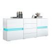 Modern Buffet Sideboard Cabinet High Gloss Storage Cupboard w/2 Doors & 4 Drawers White