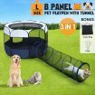 8 Panels Portable Pet Playpen Tent Puppy Dog Cat Kennel Crate Cage Enclosure 144cm w/Tunnel