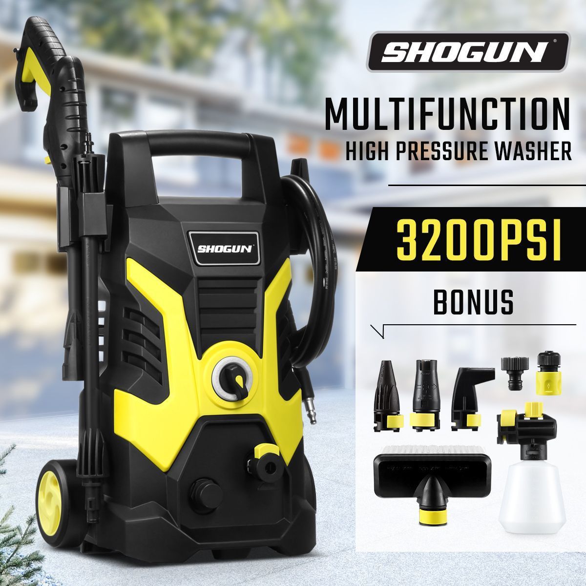 3200 PSI Pressure Washer 7.2L/M 2400W Electric High Pressure Cleaner Water Pump w/Hose