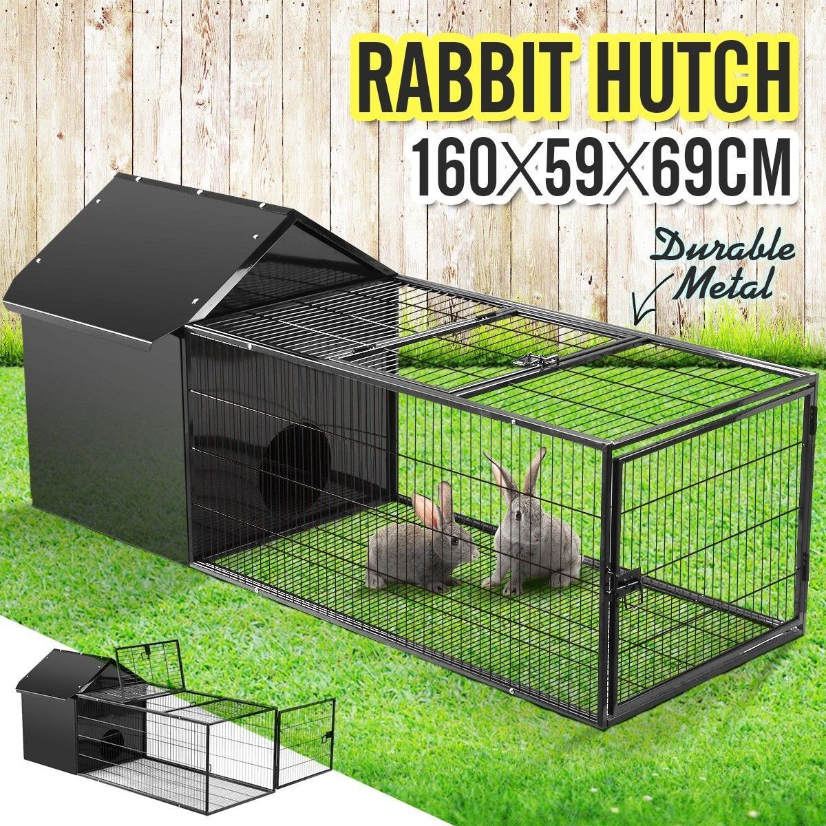 160CM Pet Cage Rabbit Hutch Bunny Cat Hamster Guinea Pig Ferret Chinchilla House