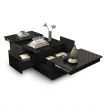 Modern 2 Drawer Coffee Table Cabinet Slide Top Storage High Gloss Wood Living Room Furniture - Black